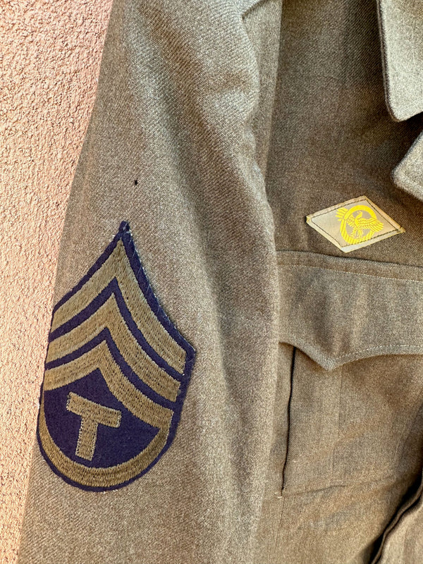 WWII Cropped Wool Jacket with Original EU Theater of Operations Patch - as is