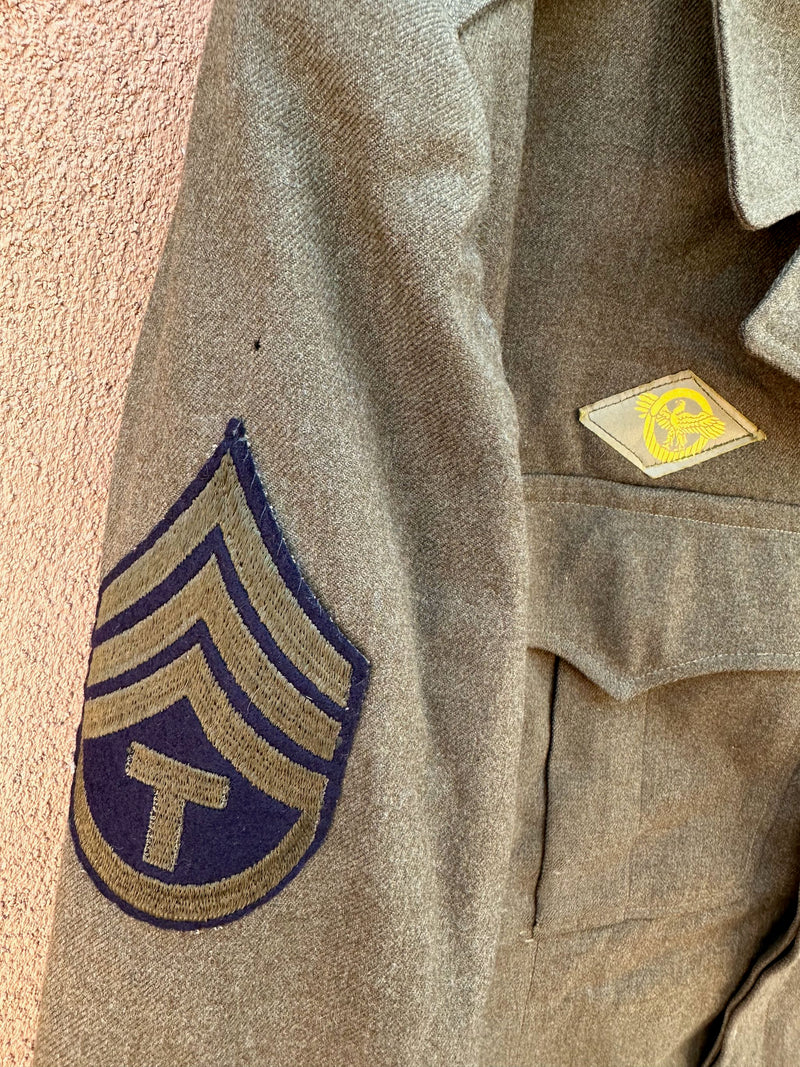WWII Cropped Wool Jacket with Original EU Theater of Operations Patch - as is