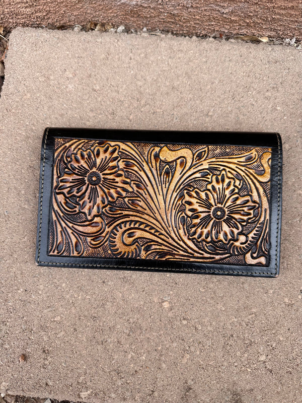 Embossed Black & Tan Leather Wallet