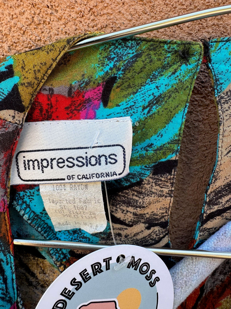 Abstract Floral Impressions of California Blouse