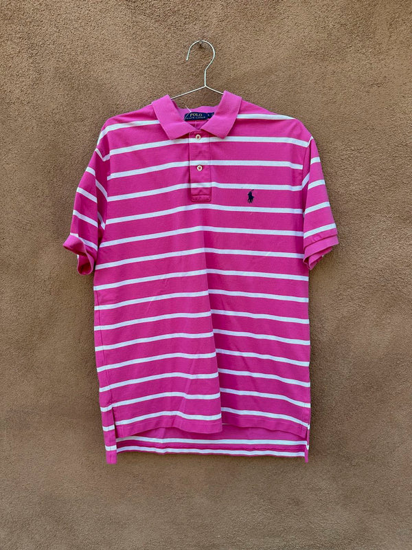 Pink & White Stripe Polo RL Shirt