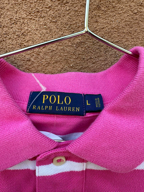 Pink & White Stripe Polo RL Shirt