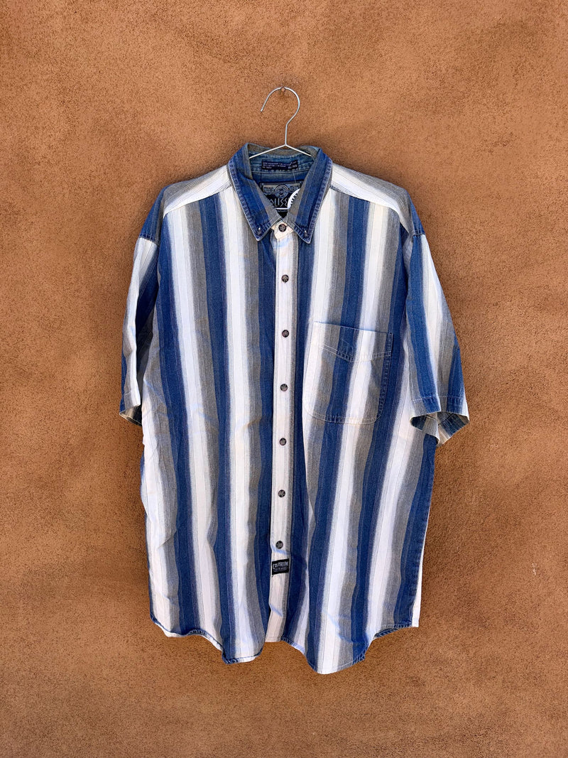 Blue & White Striped Coliseum Jeanswear Cotton Shirt