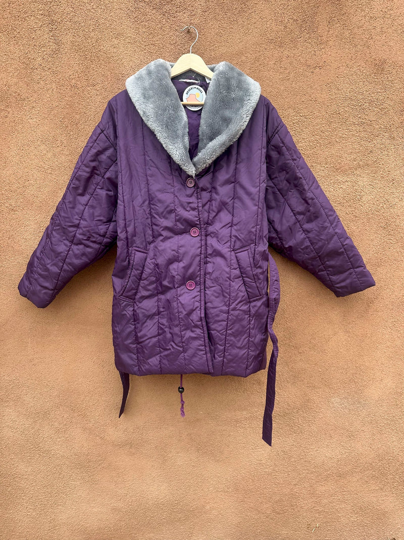 Quilted Purple Haband! Satin Belted Jacket