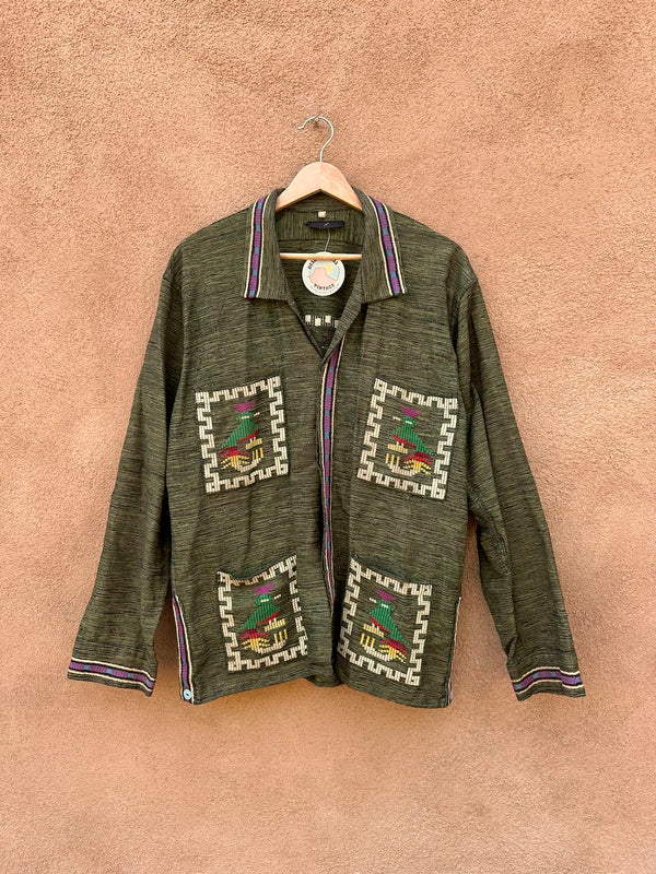 1960's Green Short Sleeve Guatemalan Textile Shirt