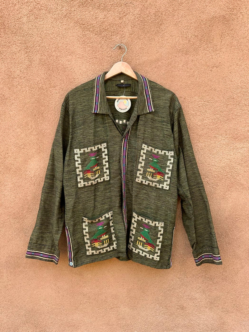 1960's Green Short Sleeve Guatemalan Textile Shirt