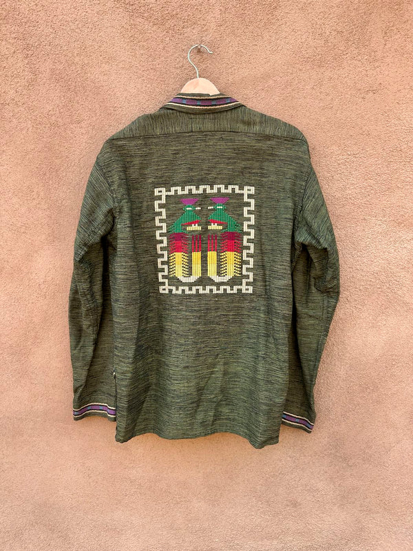 1960's Green Short Sleeve Guatemalan Textile Shirt