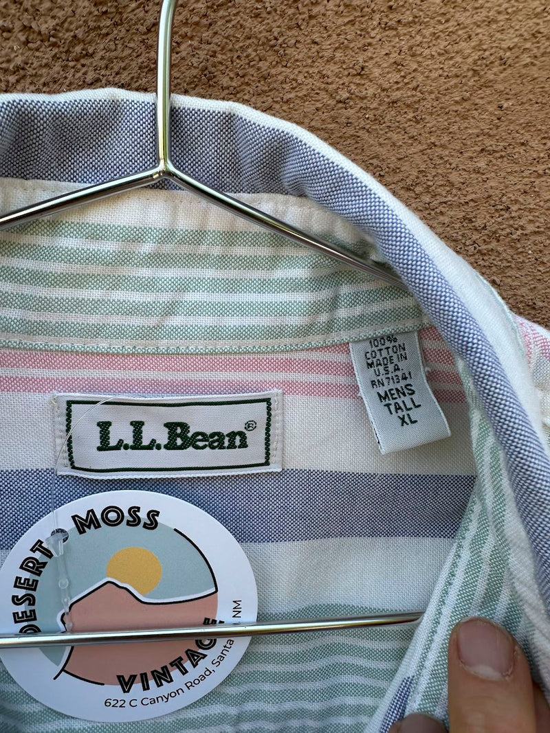 Pastel Stripe Made in USA L.L. Bean Cotton Twill Shirt