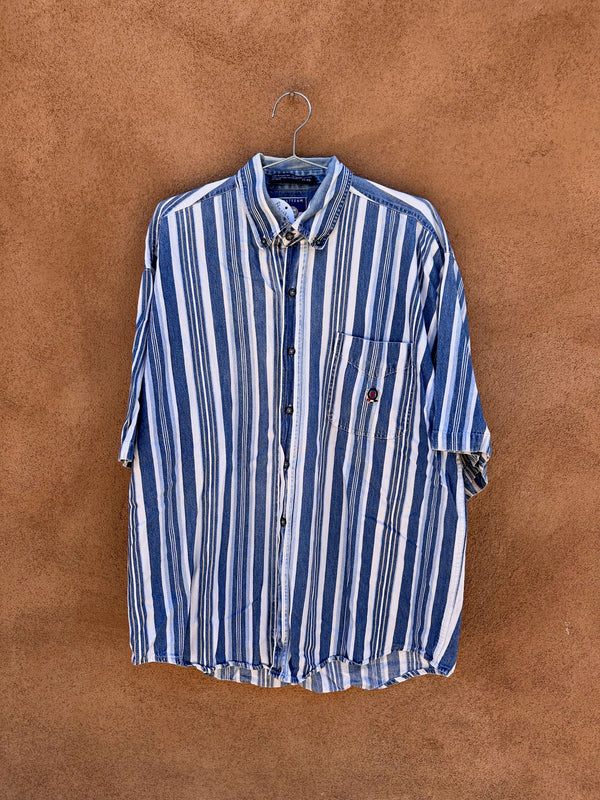 Blue & White Stripe Coliseum Jeans Cotton Shirt
