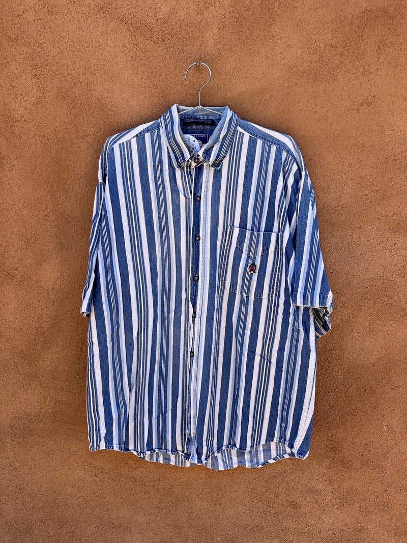 Blue & White Stripe Coliseum Jeans Cotton Shirt