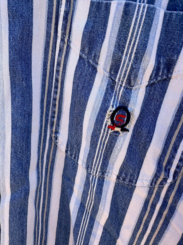 Blue & White Stripe Coliseum Jeans Cotton Shirt