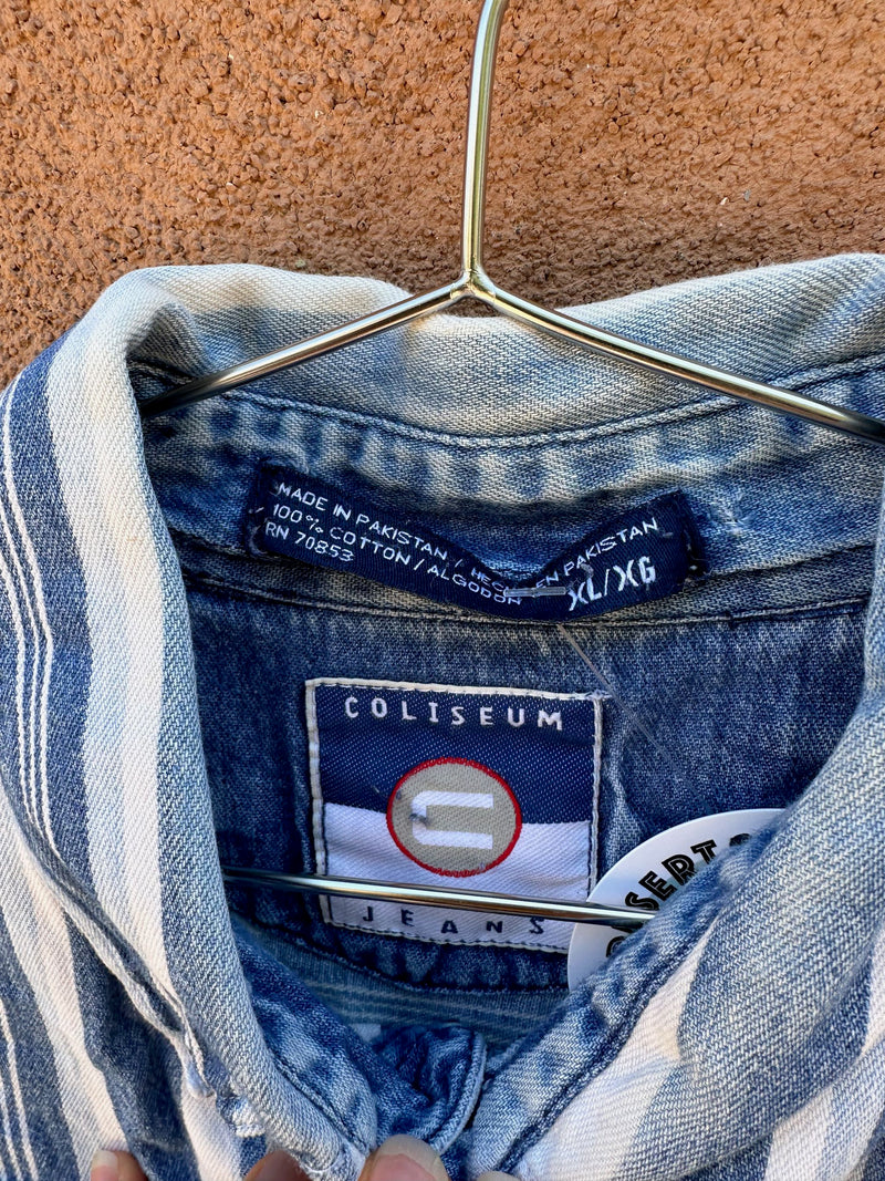 Blue & White Stripe Coliseum Jeans Cotton Shirt
