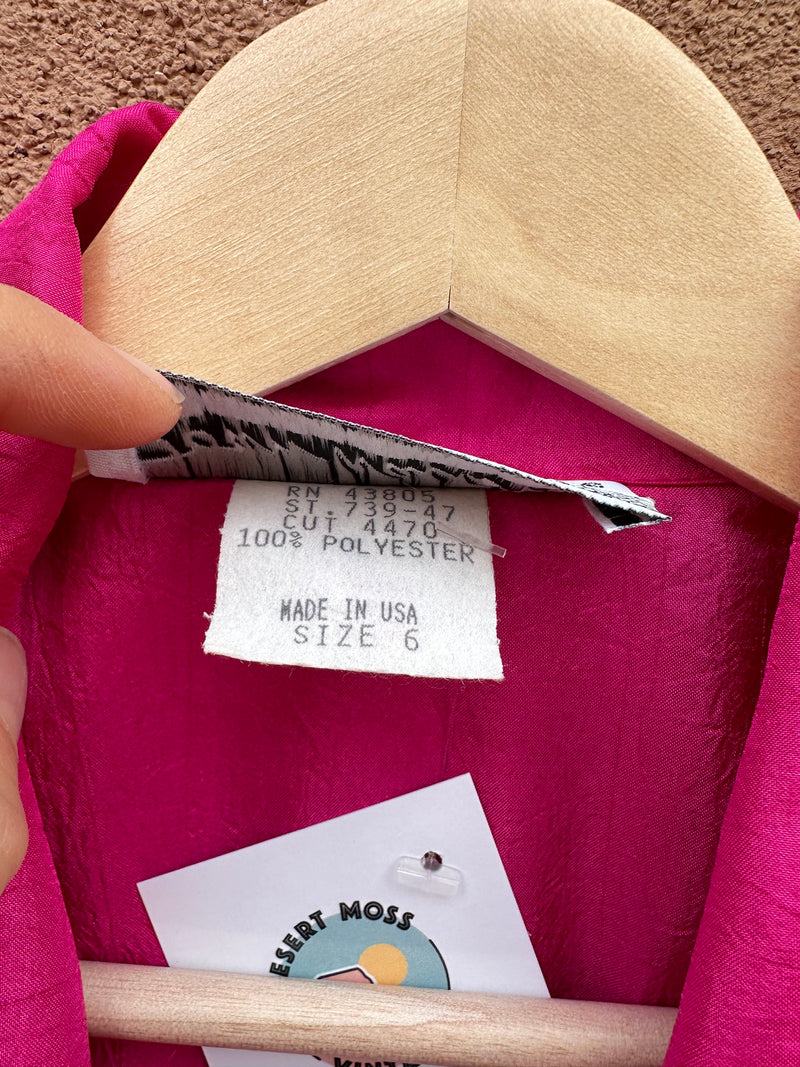 Hot Pink Joan Walters 80's Satin Jumpsuit