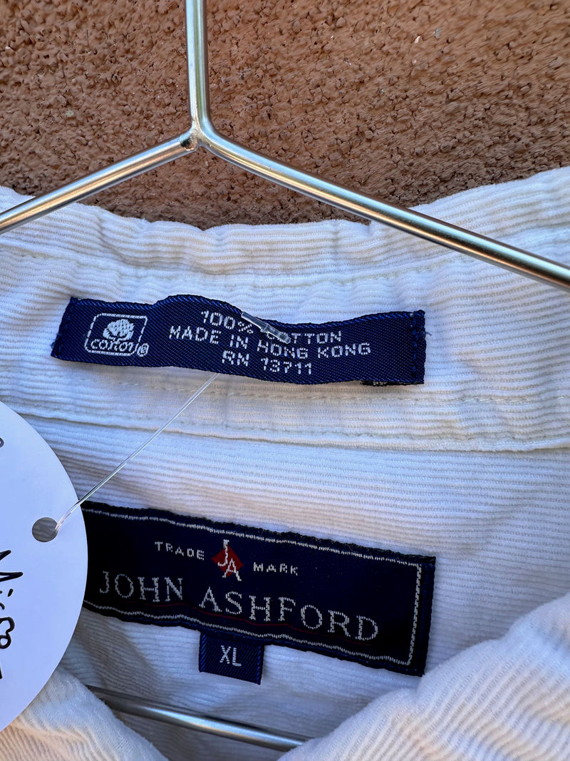 Cream Micro Corduroy Long Sleeve John Ashford Shirt