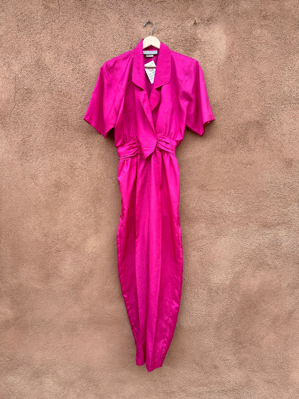 Hot Pink Joan Walters 80's Satin Jumpsuit