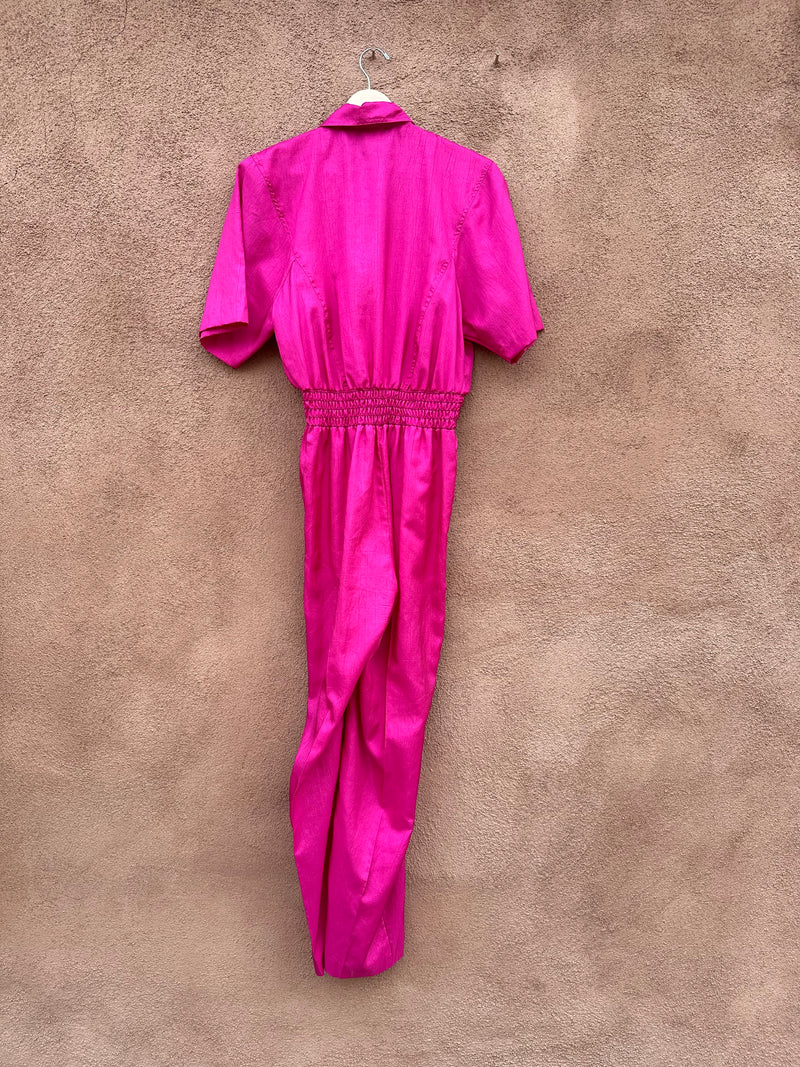 Hot Pink Joan Walters 80's Satin Jumpsuit