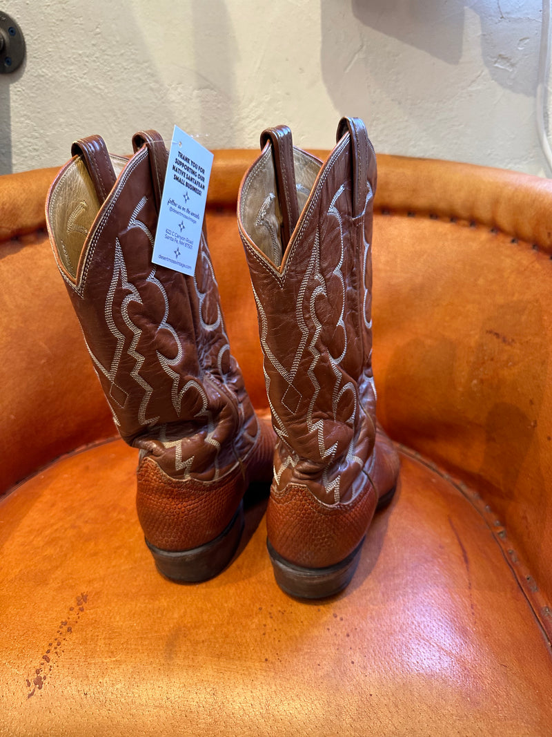 1970's Tony Lama Lizard/Leather Boots - Women's 10W/Men's 8D