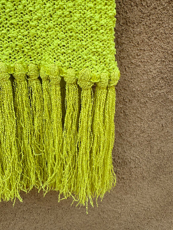 1960's Neon Green/Chartreuse Mo Boho La contessa Dress with Belt & Necktie