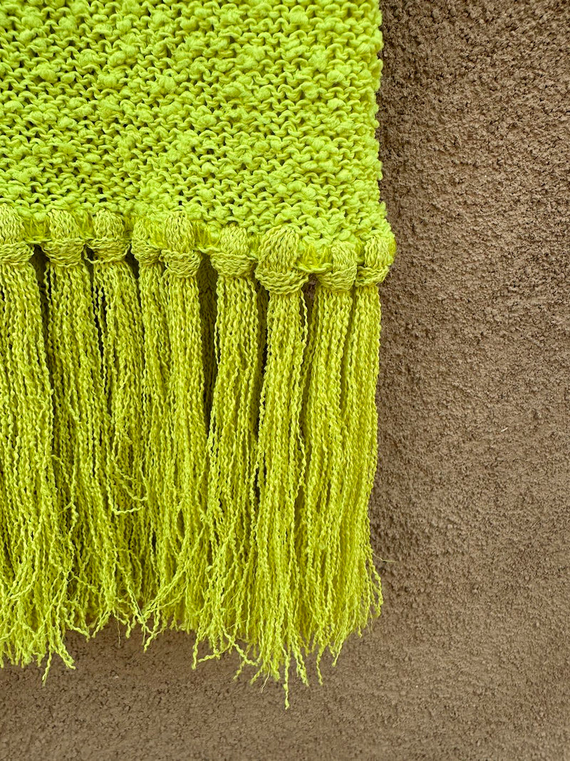 1960's Neon Green/Chartreuse Mo Boho La contessa Dress with Belt & Necktie