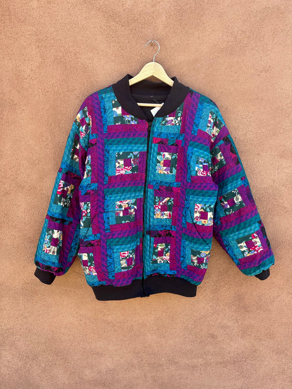 Quilted Bomber with Floral Panels