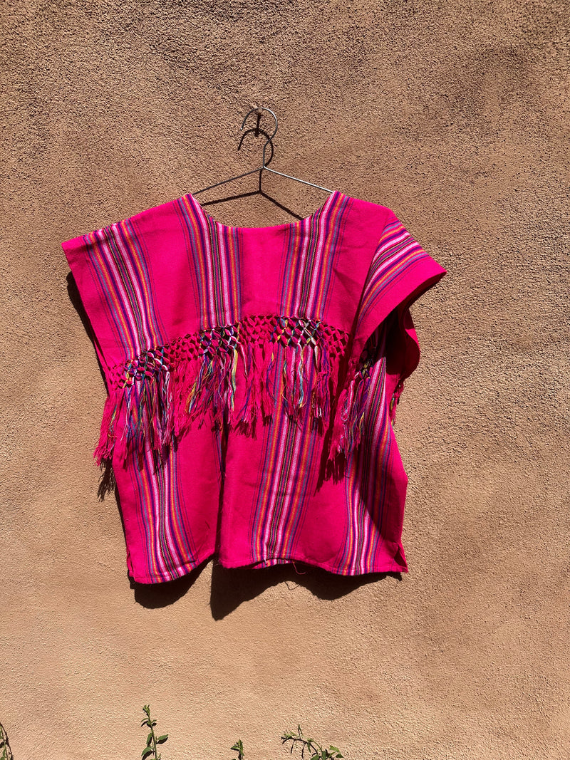 Pink Textile Top with Fringe