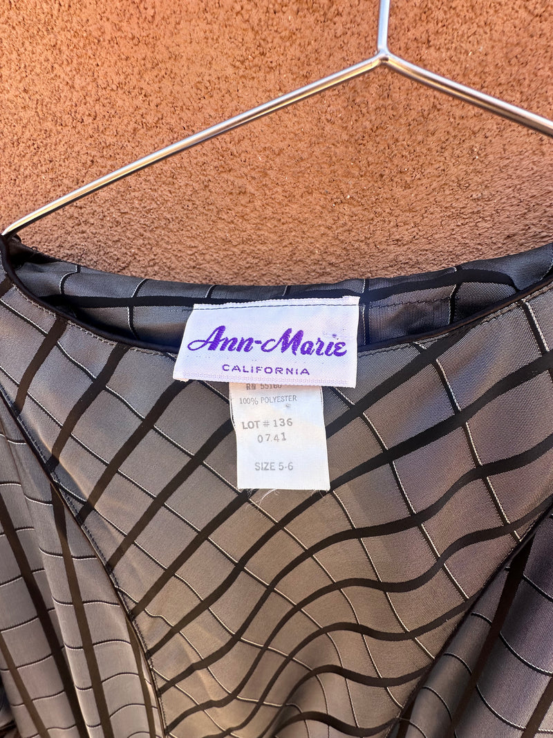 Silver & Black Sheer Windowpane Dress by Ann-Marie - as is