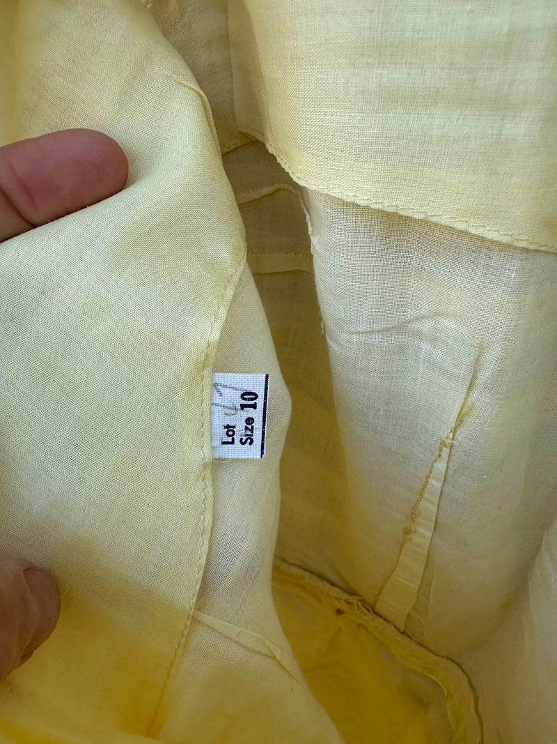 1960's Yellow Lace & Pin Tucked Belted Dress