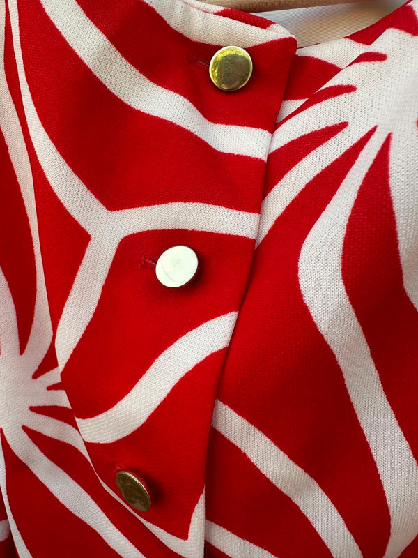 1960's Julie Miller California Red & White Dress