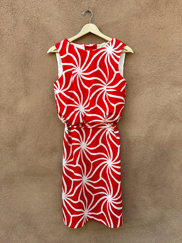 1960's Julie Miller California Red & White Dress