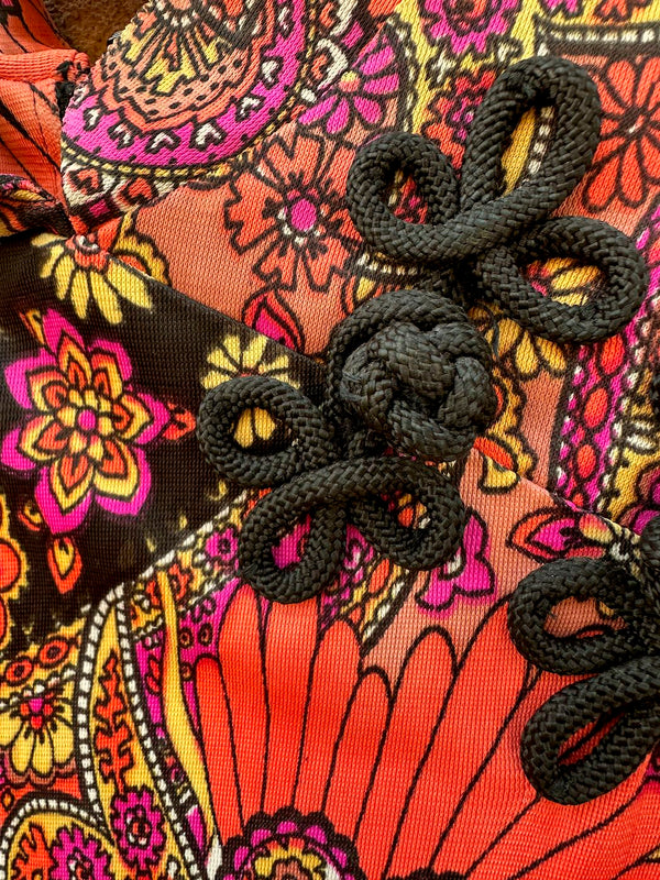 1960's Mod Floral Qipao Maxi Dress