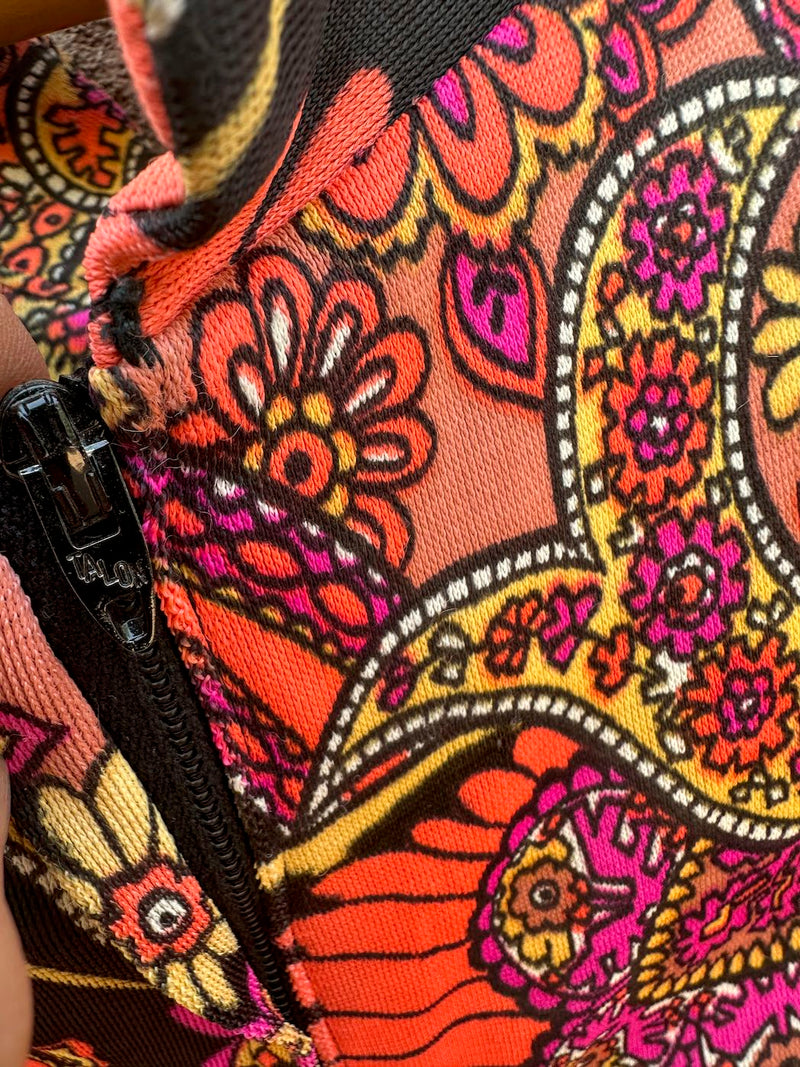 1960's Mod Floral Qipao Maxi Dress