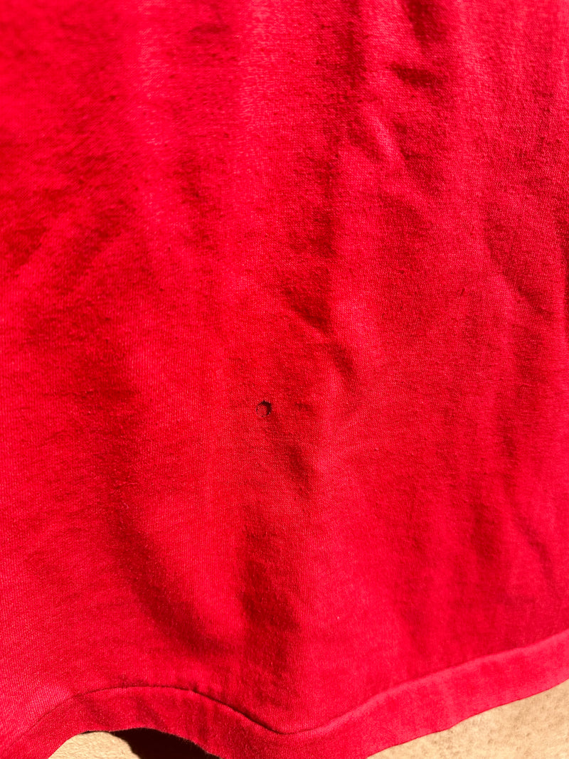 Red D.A.R.E. T-shirt with Ironic Cigarette Hole