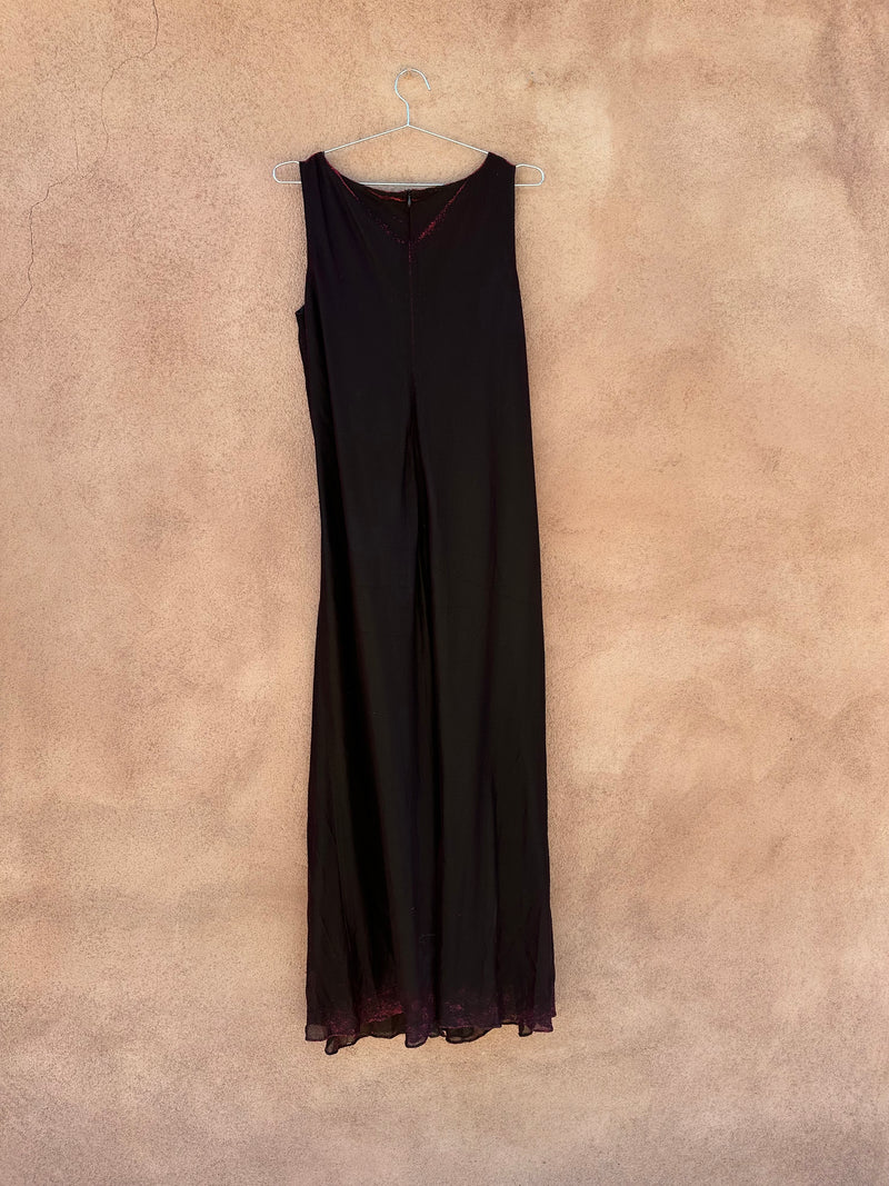 onyx nite dresses black Vintage 90s Onyx Nite Midi Dress Whimsigoth Goth Glitter Handkerchief Hem Black