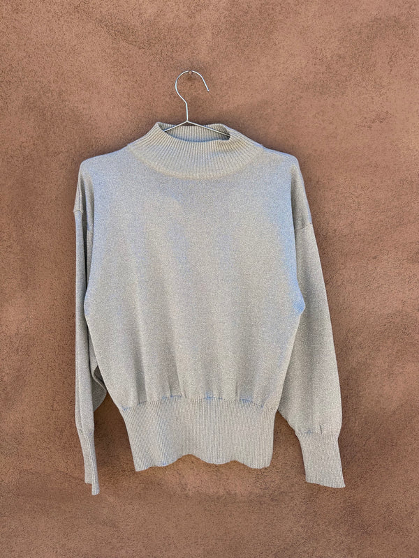 Sparkly Silver Open Back Turtleneck Sweater