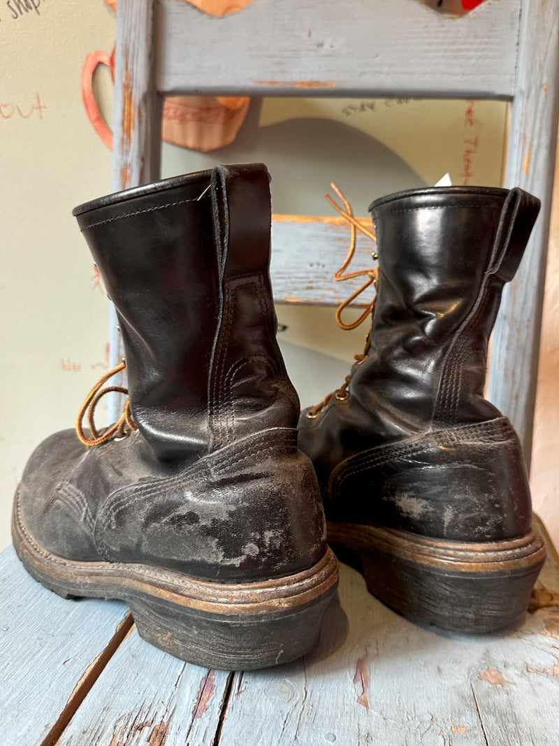 REDWING8120ヴィンテージ9Ｄ Vintage Black Leather Red Wing Lineman Boots 9D – DESERT MOSS VINTAGE