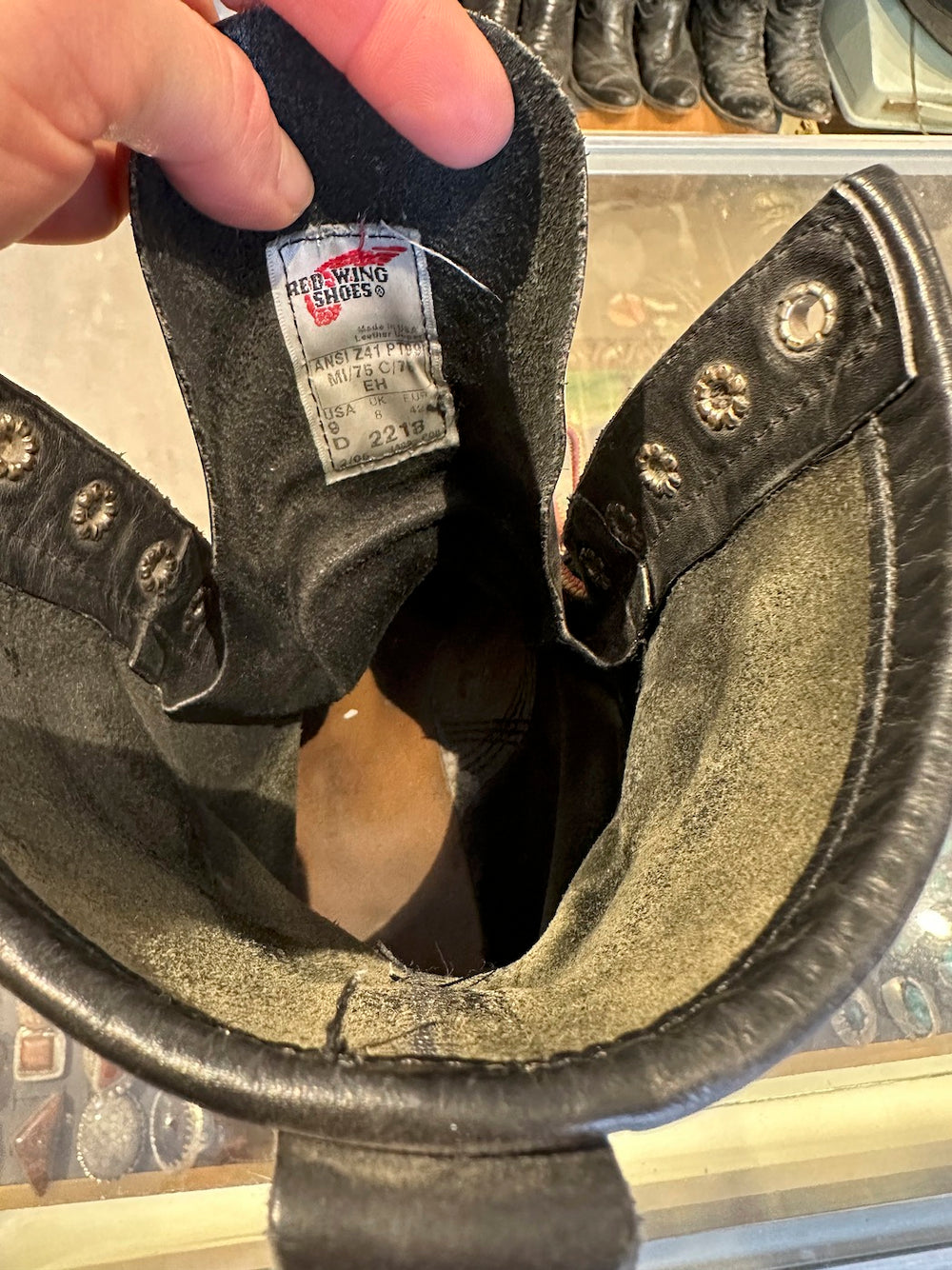 Vintage Black Leather Red Wing Lineman Boots 9D – DESERT MOSS VINTAGE