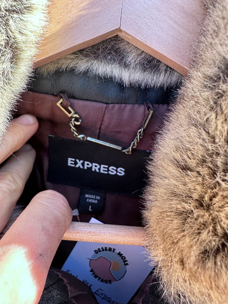 Early Y2K Express Faux Fur Sweater Jacket