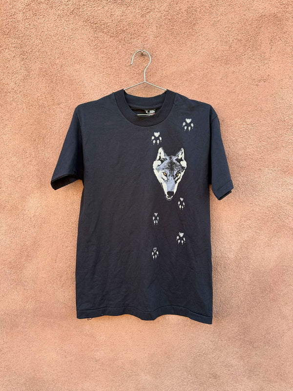 Wolf Head and Paw Prints Tee