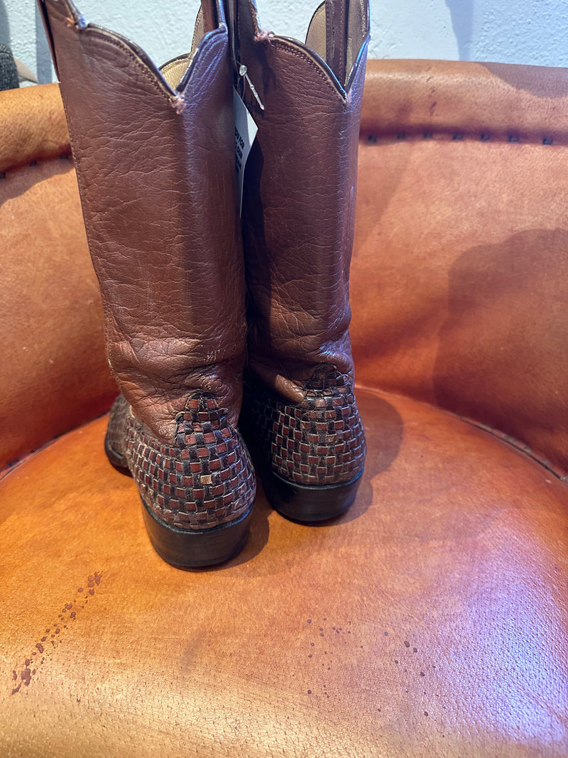 Woven Leather Cowboy Boots - Men's 8.5/Women's 10.5