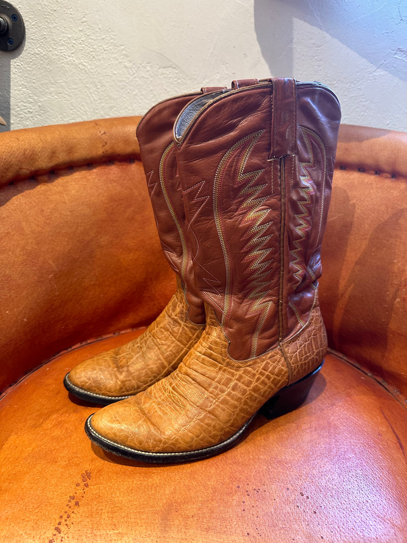 1980's Cowtown Leather/Elephant Boots - Men's 8D/Women's 10W