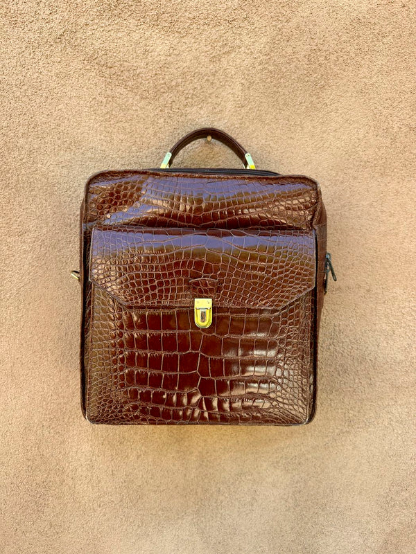 1990's Puruti Alligator Skin Large Crossbody Bag