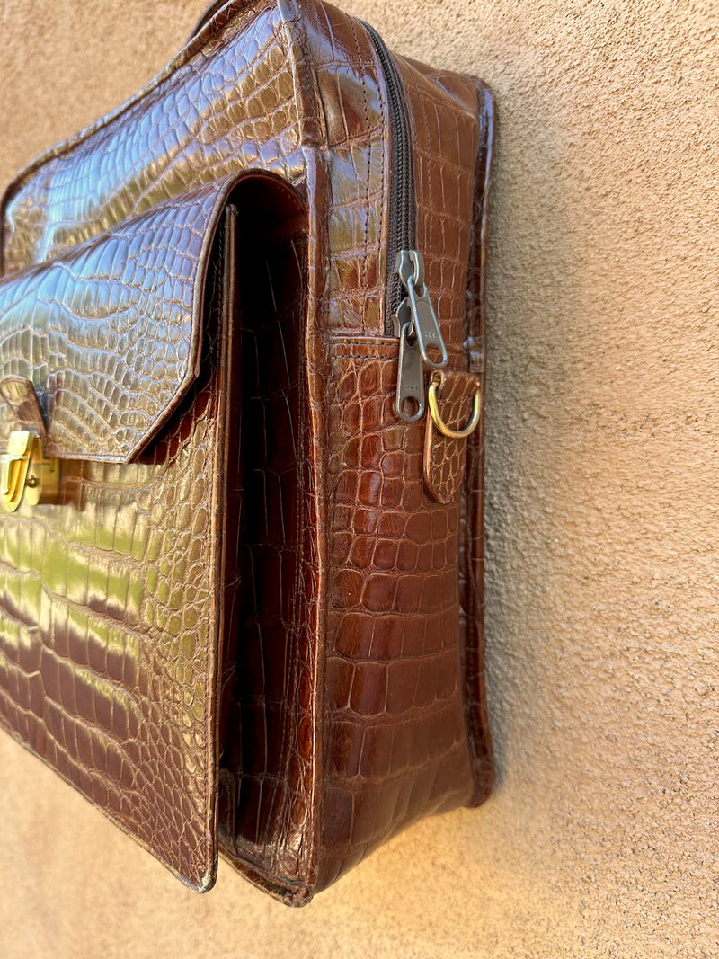 1990's Puruti Alligator Skin Large Crossbody Bag