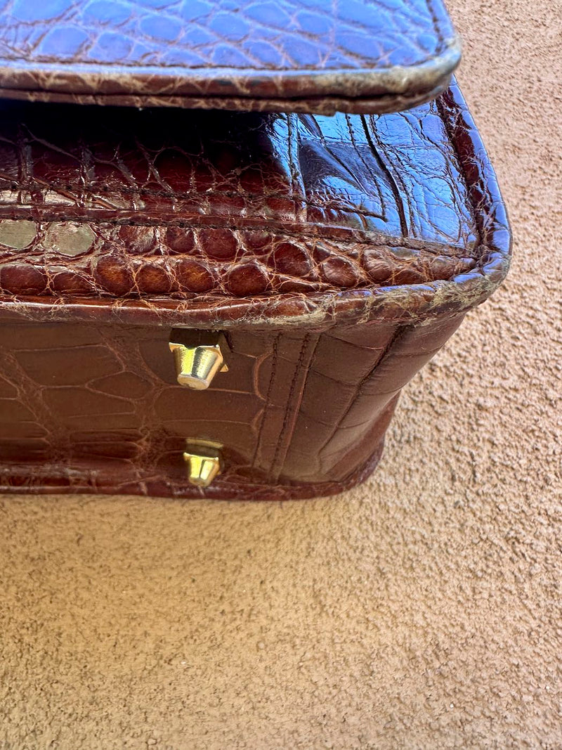 1990's Puruti Alligator Skin Large Crossbody Bag