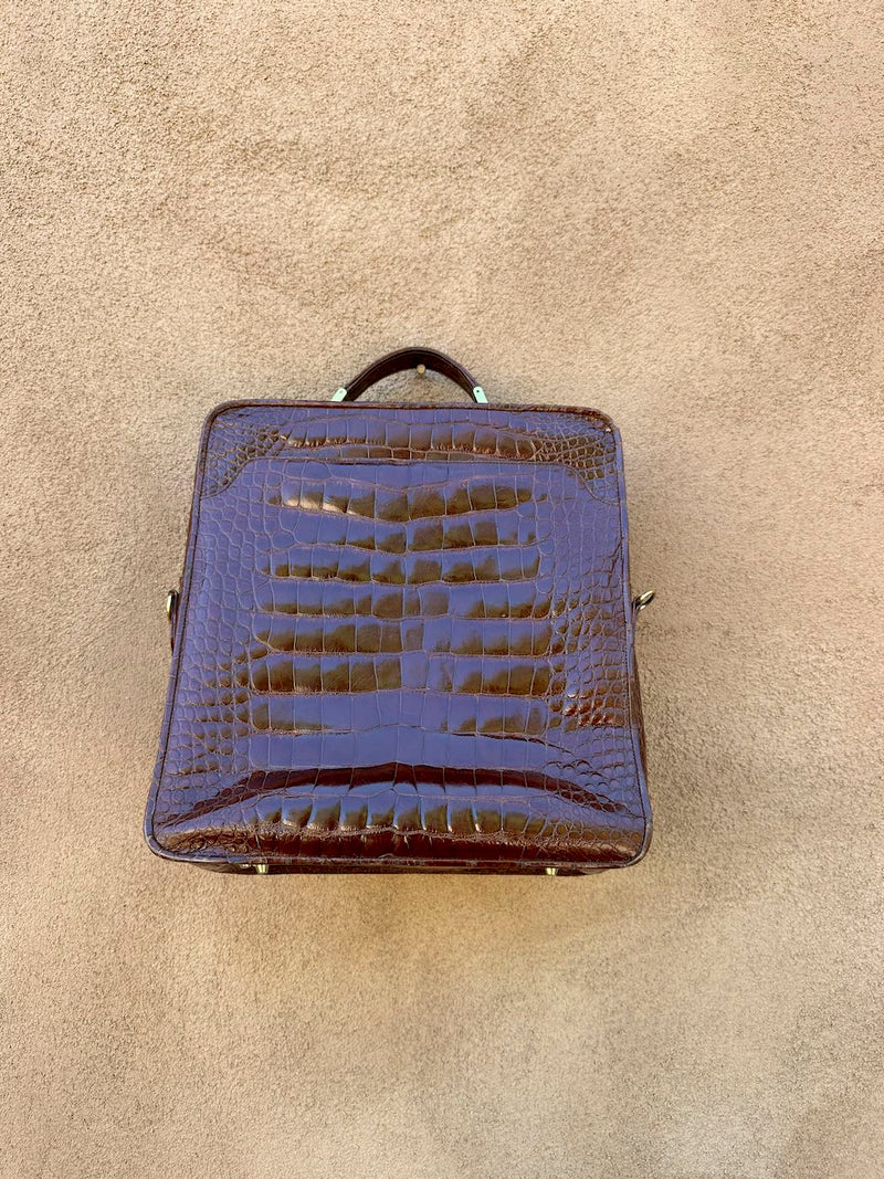 1990's Puruti Alligator Skin Large Crossbody Bag