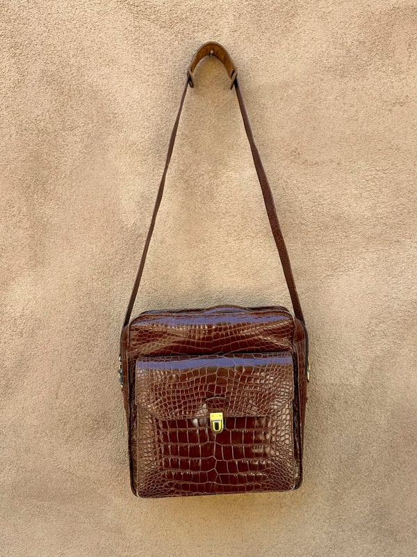 1990's Puruti Alligator Skin Large Crossbody Bag