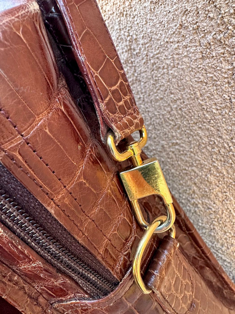 1990's Puruti Alligator Skin Large Crossbody Bag