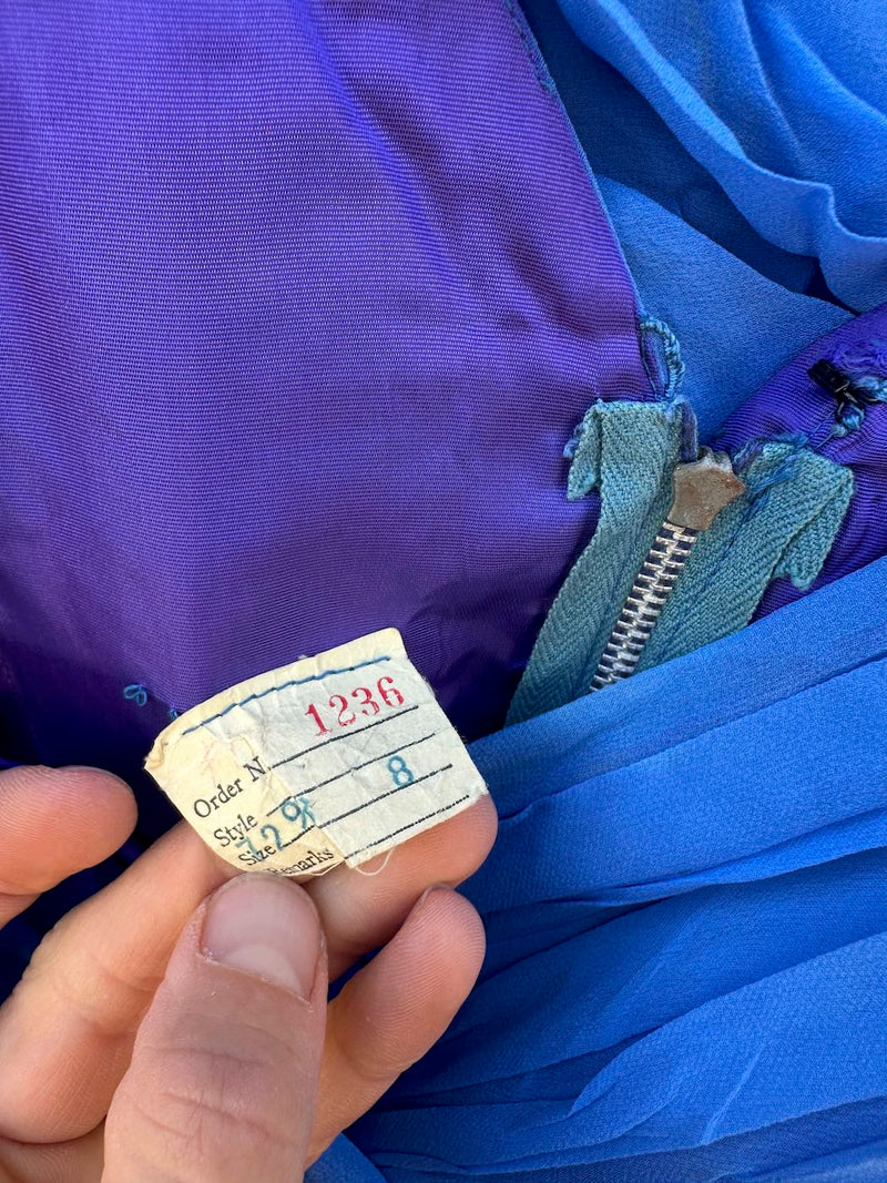 1960's Jean of California Blue Chiffon Dress - as is
