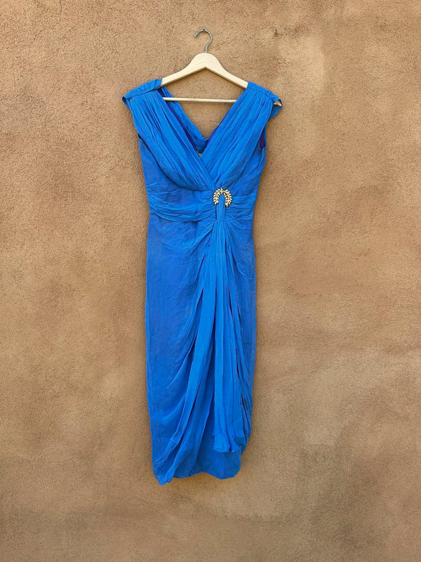 1960's Jean of California Blue Chiffon Dress - as is