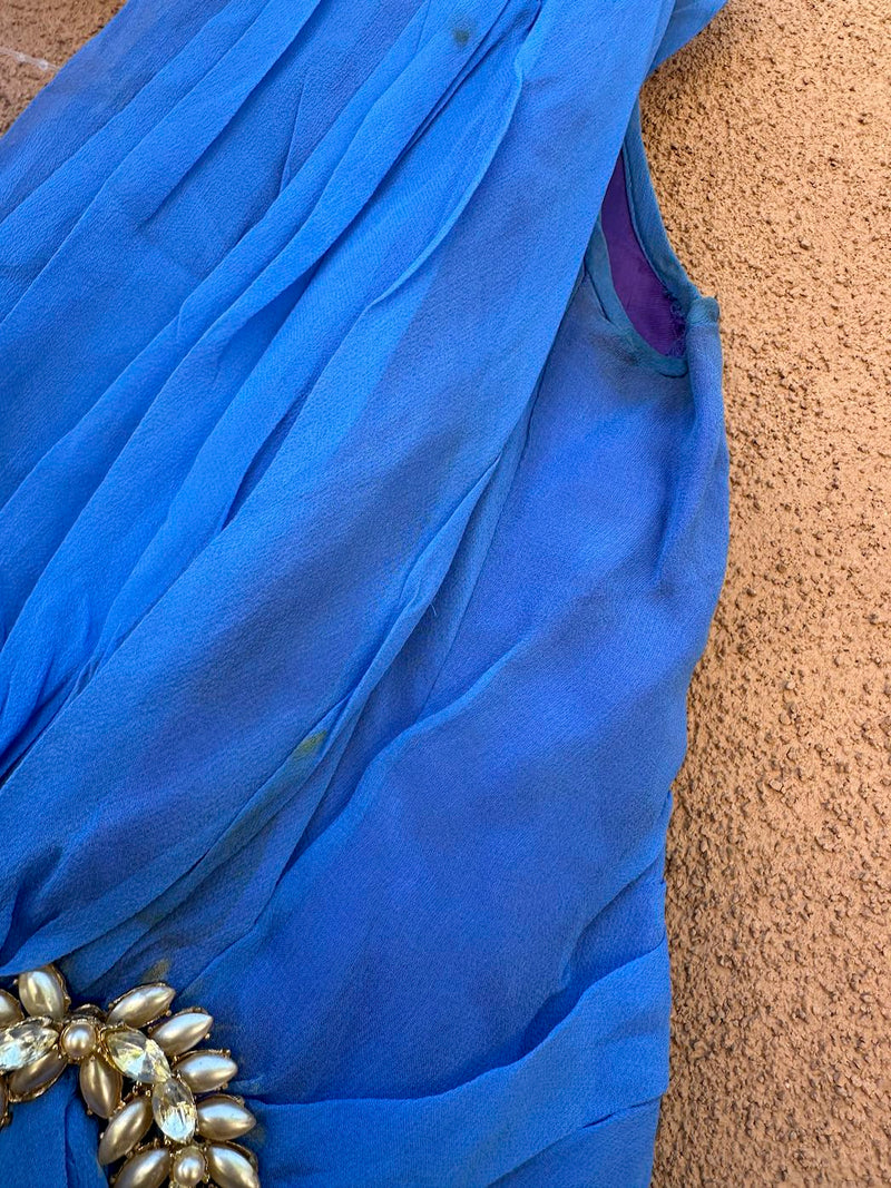 1960's Jean of California Blue Chiffon Dress - as is