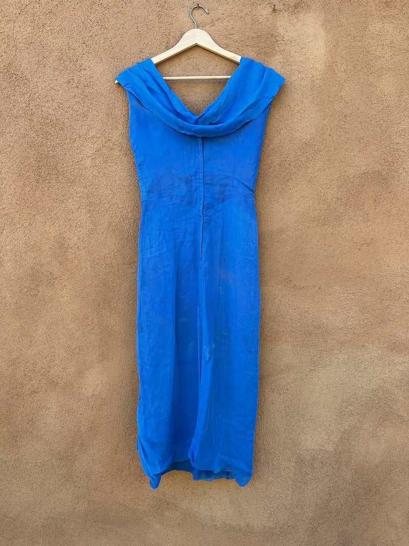 1960's Jean of California Blue Chiffon Dress - as is